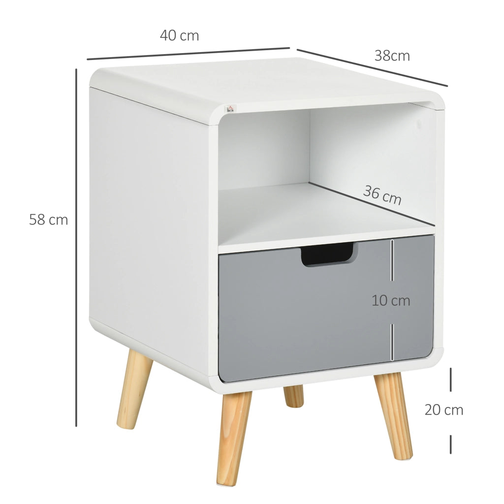 Comodino Scandinavo con Cassetto ¨C Zephmum ¨C Bianco 40x38x58 cm