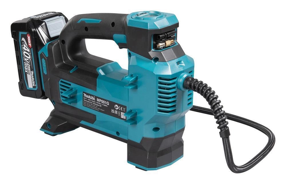 Makita MP001GZ Compressore Portatile a Batteria 40V max 11,1 bar 24 l-min con Display Digitale e Spegnimento Automatico colore Nero Blu