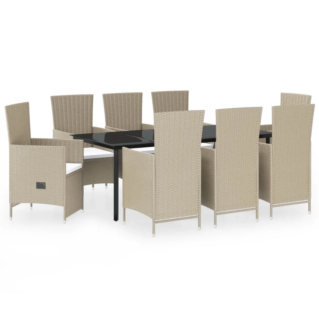 Set da Pranzo da Giardino 9 pz con Cuscini Beige 3099466