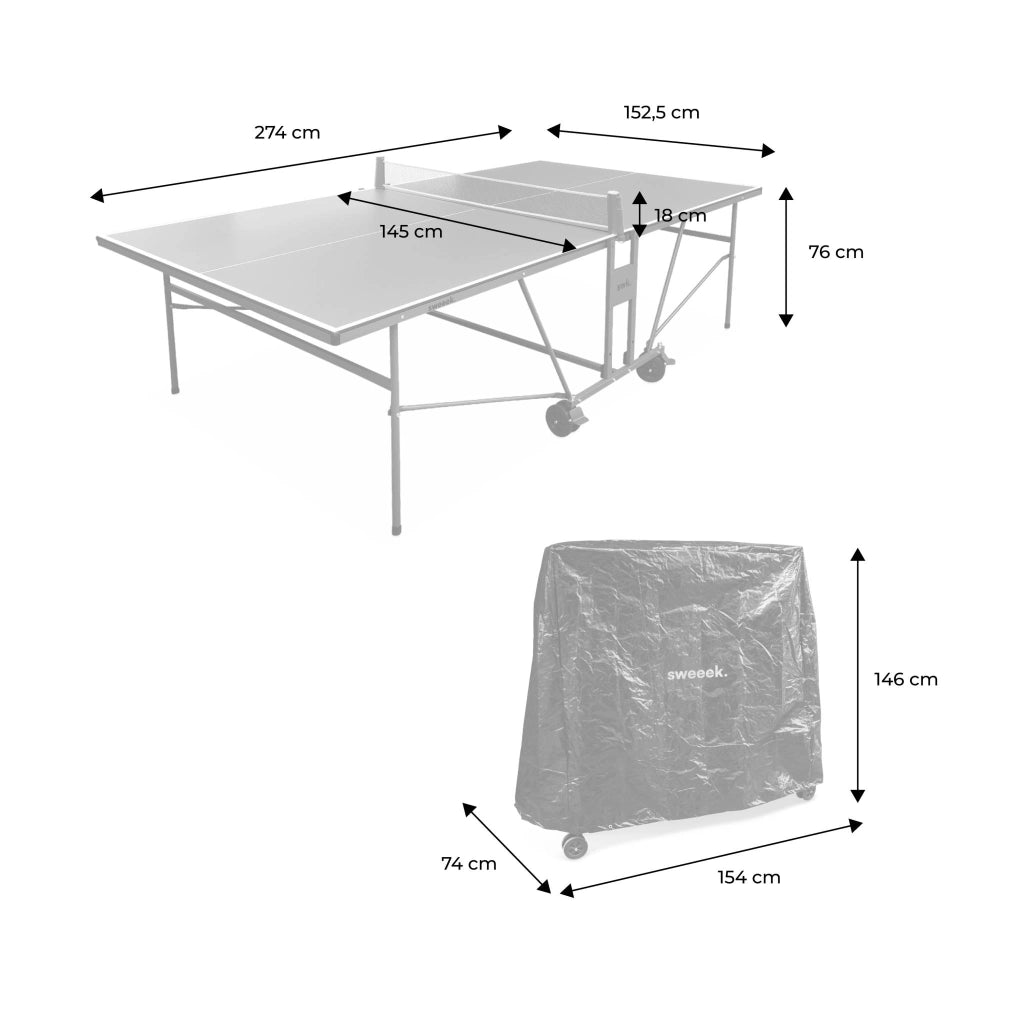Tavolo da ping pong per esterni 274cm con 2 racchette e 3 palline +