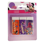 Trade Shop - Set 3 Pz Gomme Per Cancellare Minnie Cancelleria Per Scuola Regalo Festa Bambine 961075 -