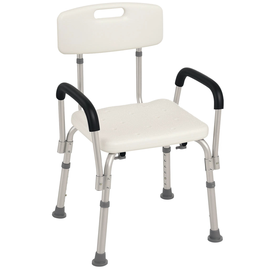 Sedia da doccia ergonomica regolabile ¨C zephmum ¨C bianco, HDPE, alluminio
