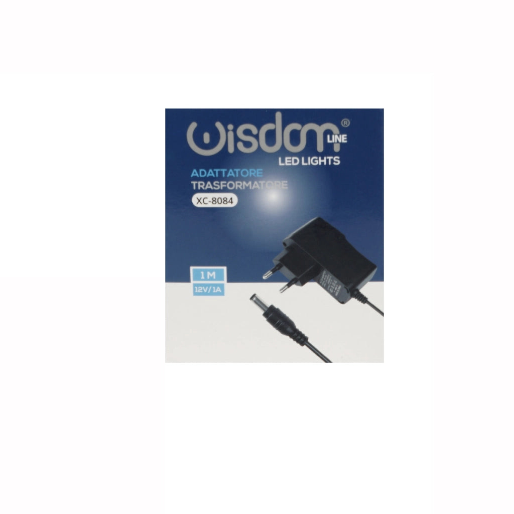 Alimentatore 12v 1A con cavo da 1 metro per strisce telecamere