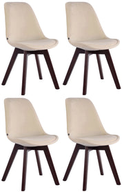Set da 4 sedie Borneo in velluto crema,noce