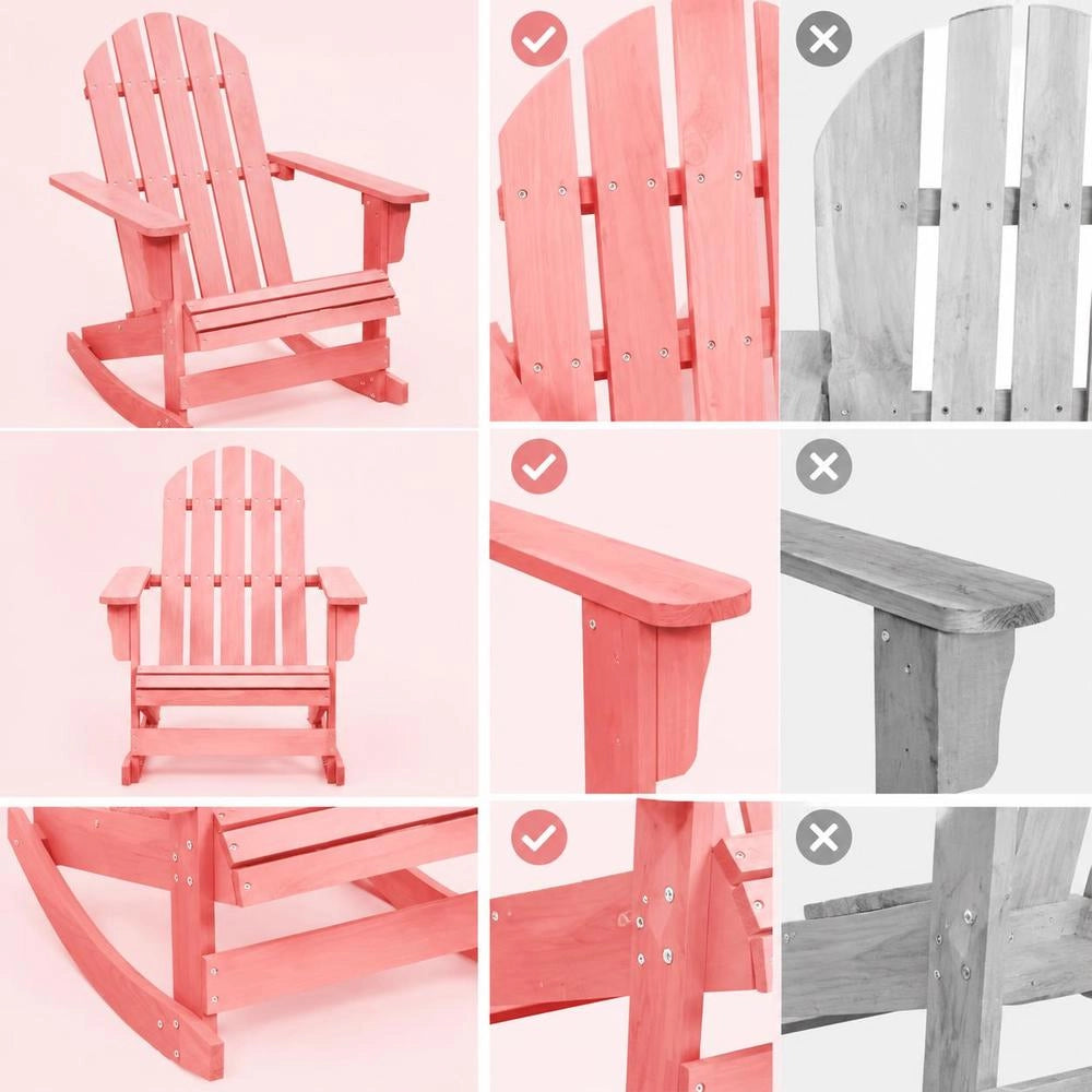 Adirondack Rocking Chair, Solid Fir Wood, Pink