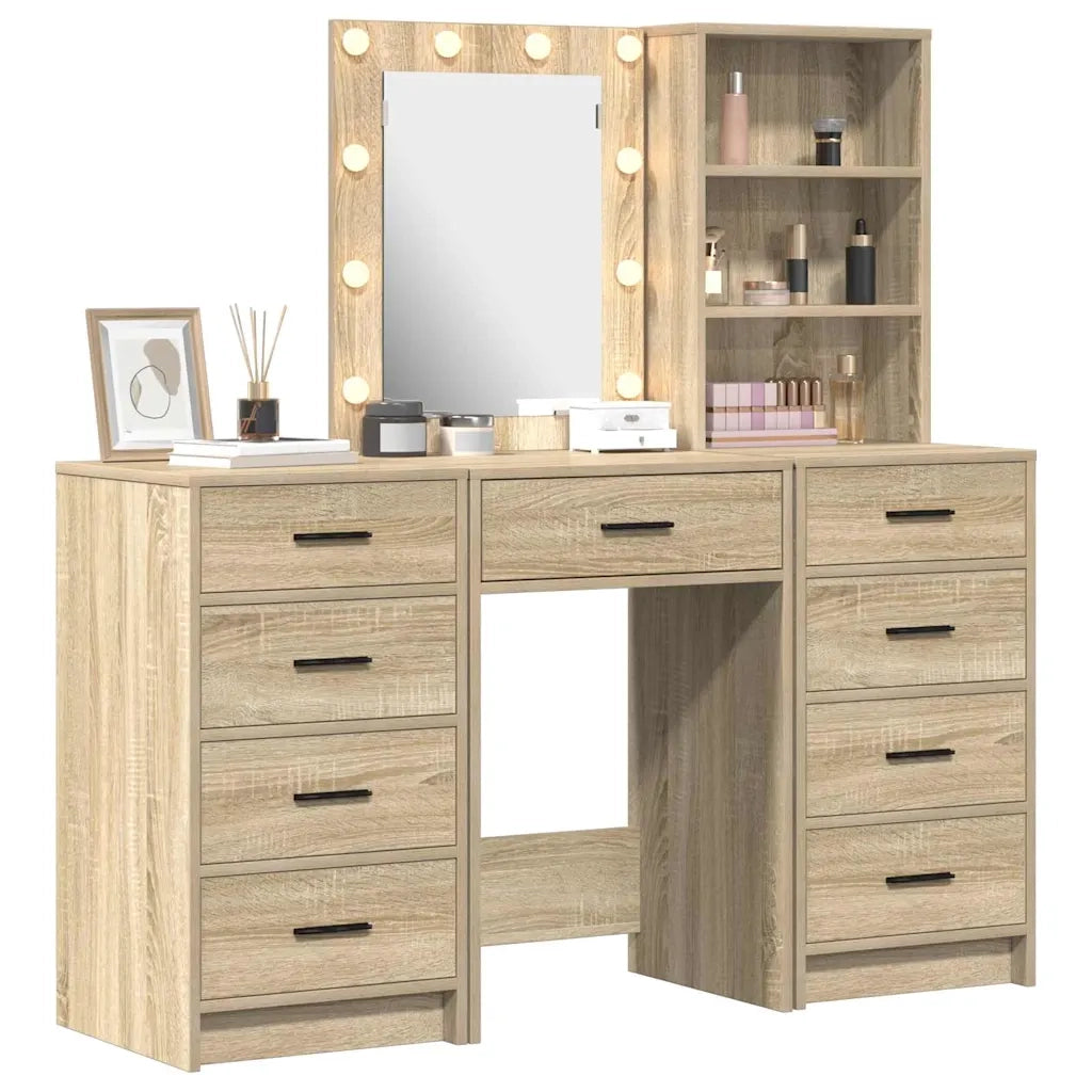 Tavolo da Trucco con cassetto 3 pcs Marrone Legno multistrato 3334220