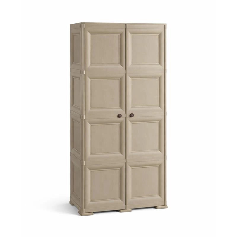 ARMADIO 2 ANTE TAUPE 79X43X164 CM CON 8 SCOMPARTI – MOBILE ALTO ORGANIZZAZIONE CASA PER INGRESSO, LAVANDERIA E ZONA GIORNO