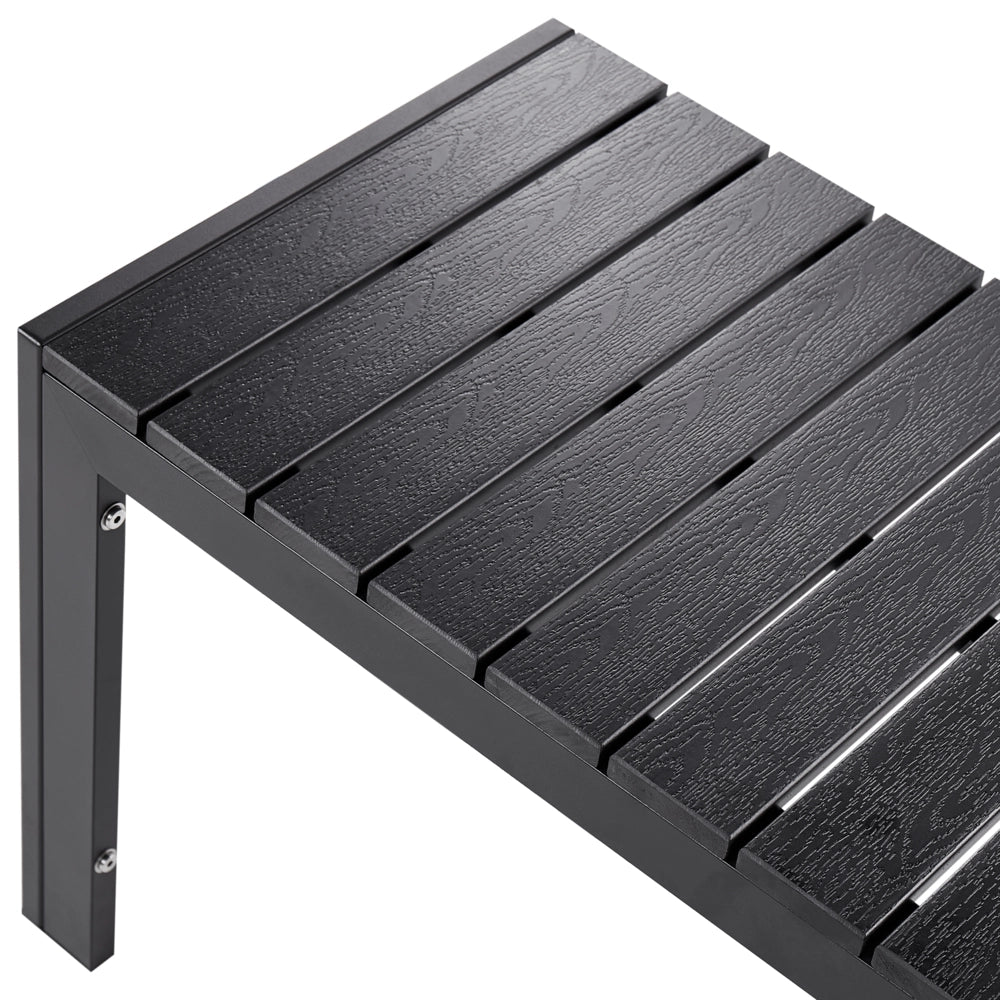Set da Pranzo da Giardino Tavolo Rettangolare 2 Panche Telaio Alluminio anodizzato nero esterno terrazzo