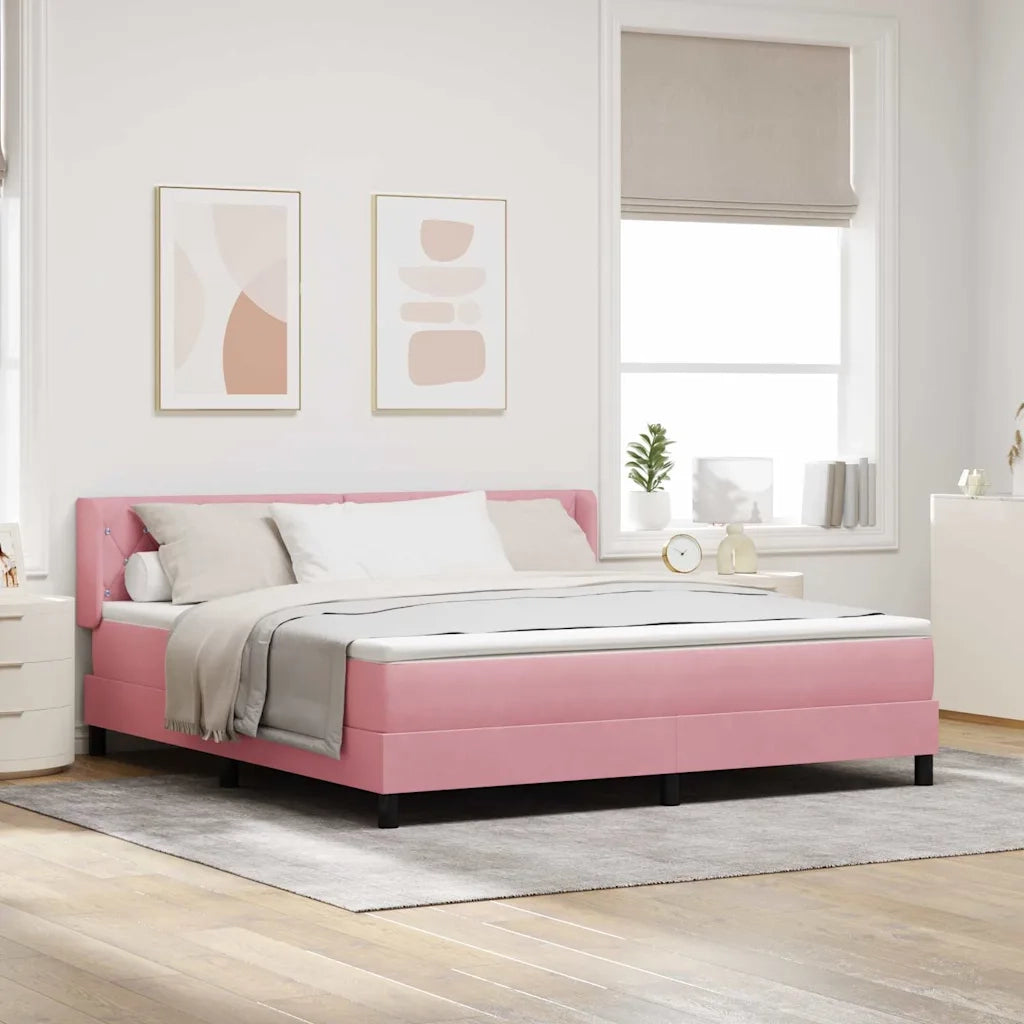 Letto a molle con materasso Rosa 200 x 180 cm Poliestere