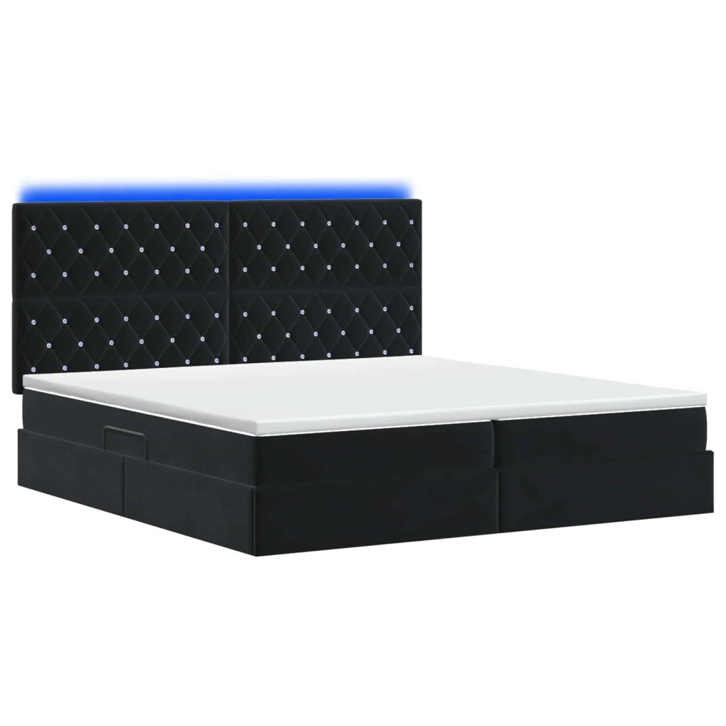 Letto con contenitore LED e materasso Nero 200 x 200 cm Velluto 3460094