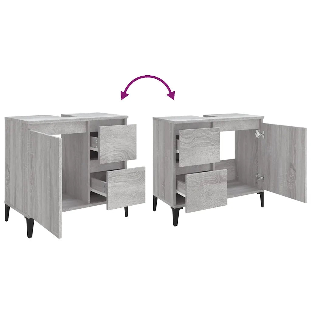 Armadietto Bagno Grigio Sonoma 65x33x60 cm in Legno Multistrato