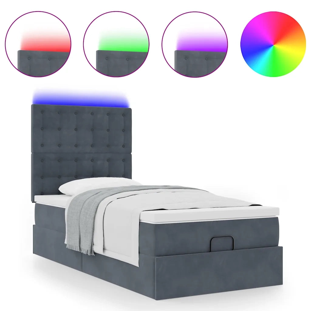 Struttura Letto Pouf con Materassi 100x200 cm Velluto