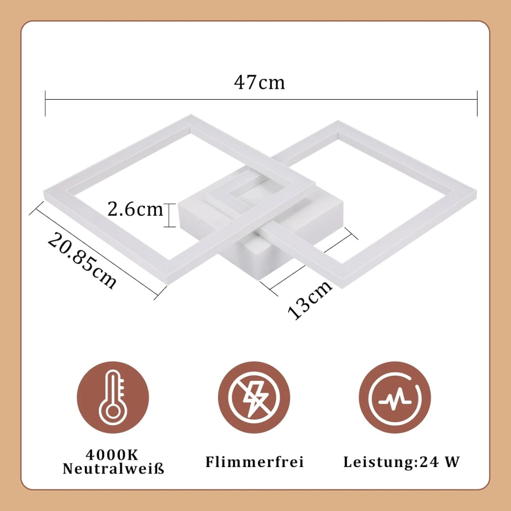 ZMH Lampada da soffitto plafoniera LED moderna bianca 24W per camera letto corridoio