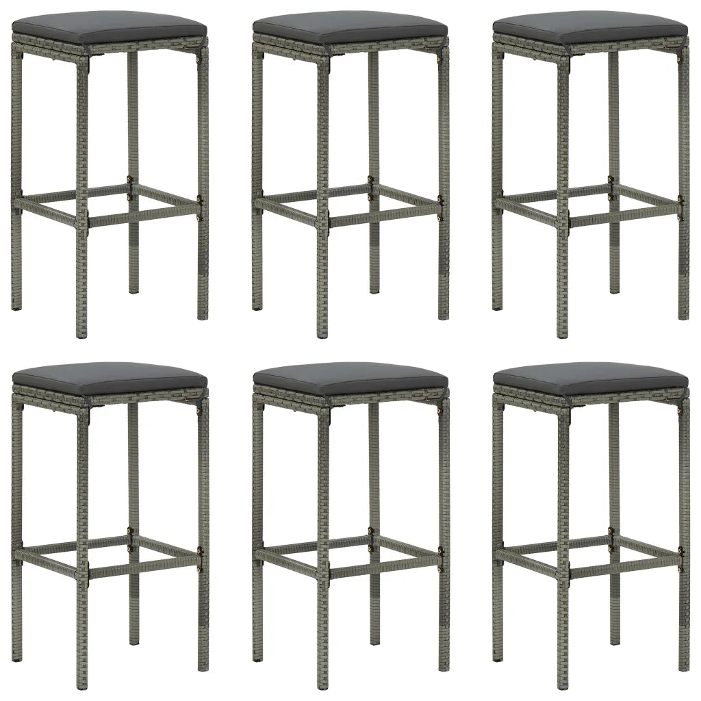 Set da Bar da Giardino 7 pz | Set Salotto da Giardino con Cuscini in Polyrattan Grigio