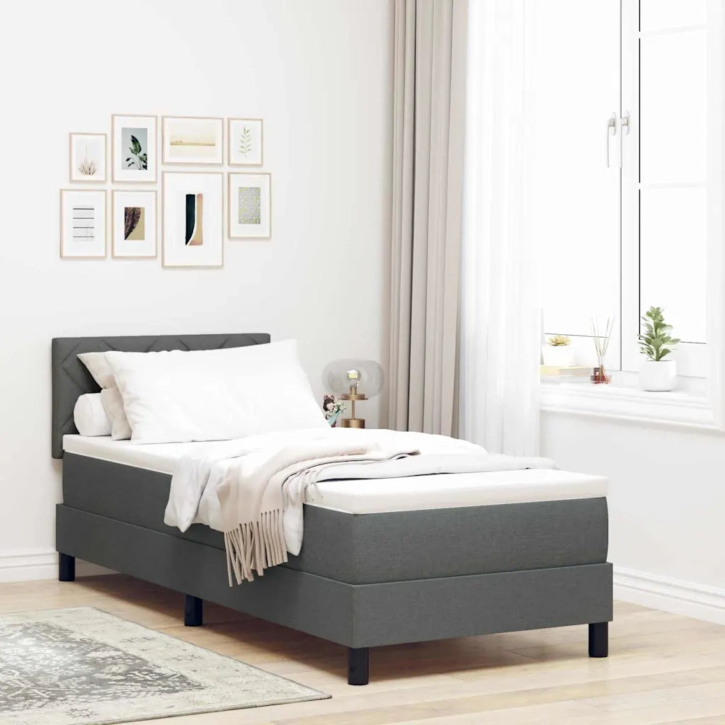 Letto a molle con materasso Grigio scuro 80 x 200 cm Tessuto 3342241