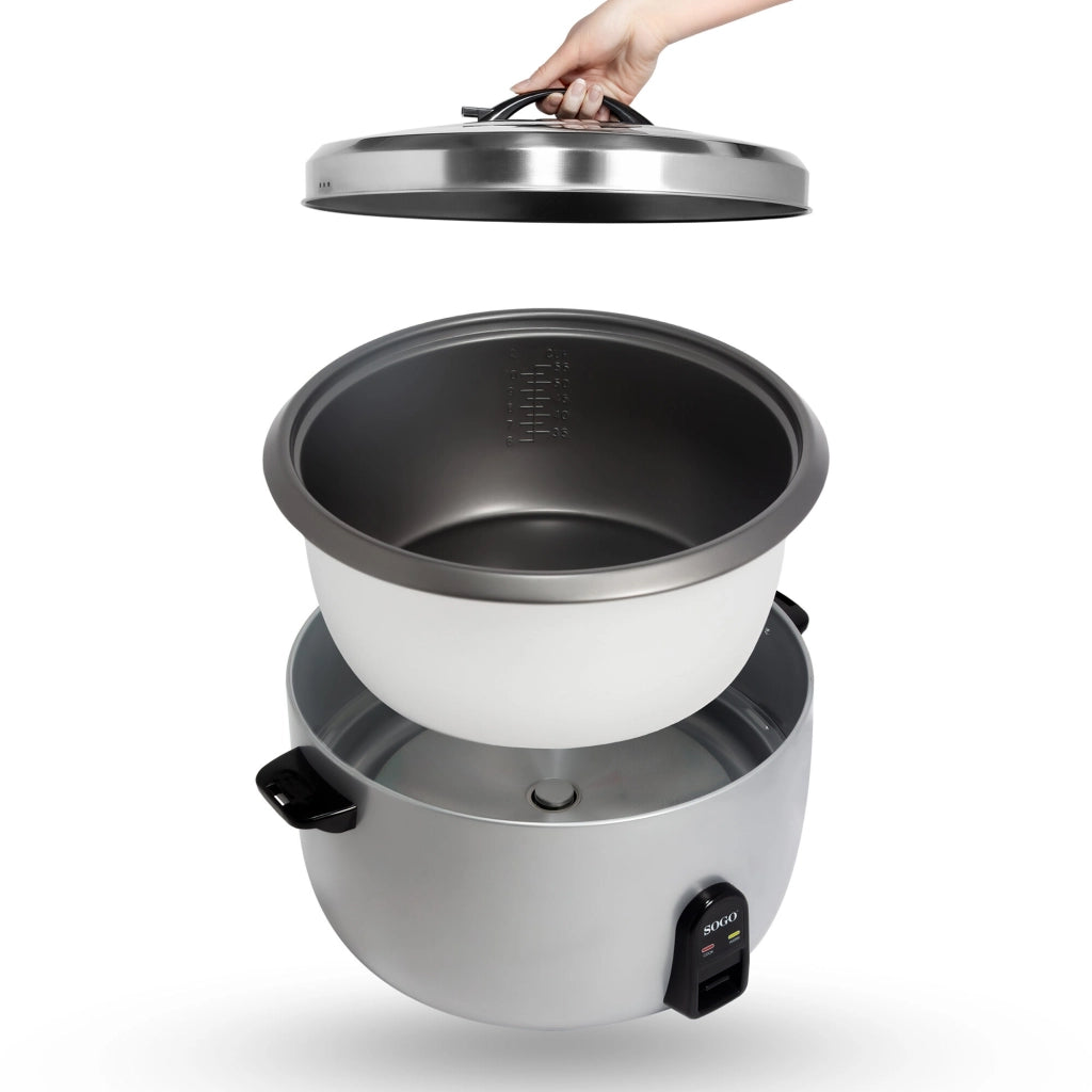 Cuociriso elettrico 10 litri capacità 55 tazze, pentola antiaderente removibile, 2950W mantenimento calore - SOGO