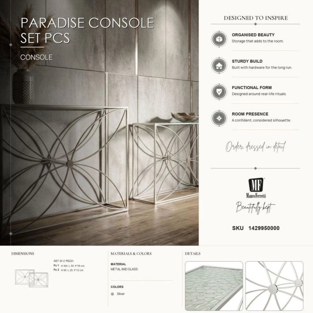 Set di due consolle Paradise con decori floreali