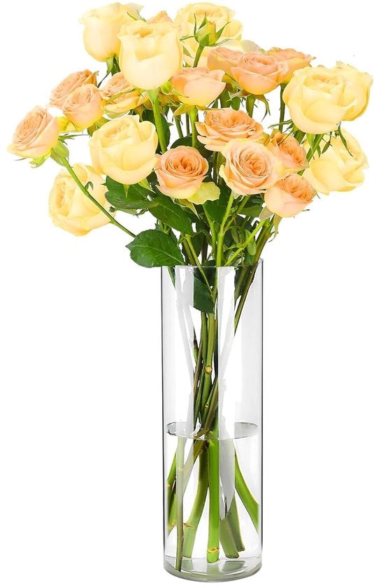 Vaso Acrilico - Vaso Cilindrico Leggero Resistente al Colpo per Ambiente - Camera da Letto - Ufficio - Bagno - Decorazione Moderna - 15x25cm