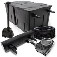 Set laghetto: Filtro bio 60000l con Pompa SuperEco, Tubo, Chiarificatore UVC 36W e Fontana