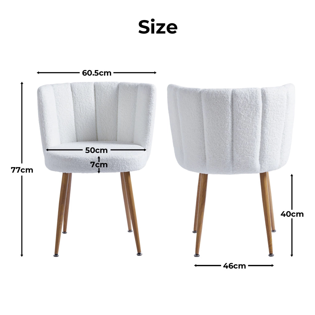 SEDIA Set da 2 pezzi Schienale ergonomico 64x40x58 cm Bianco Tessuto Teddy