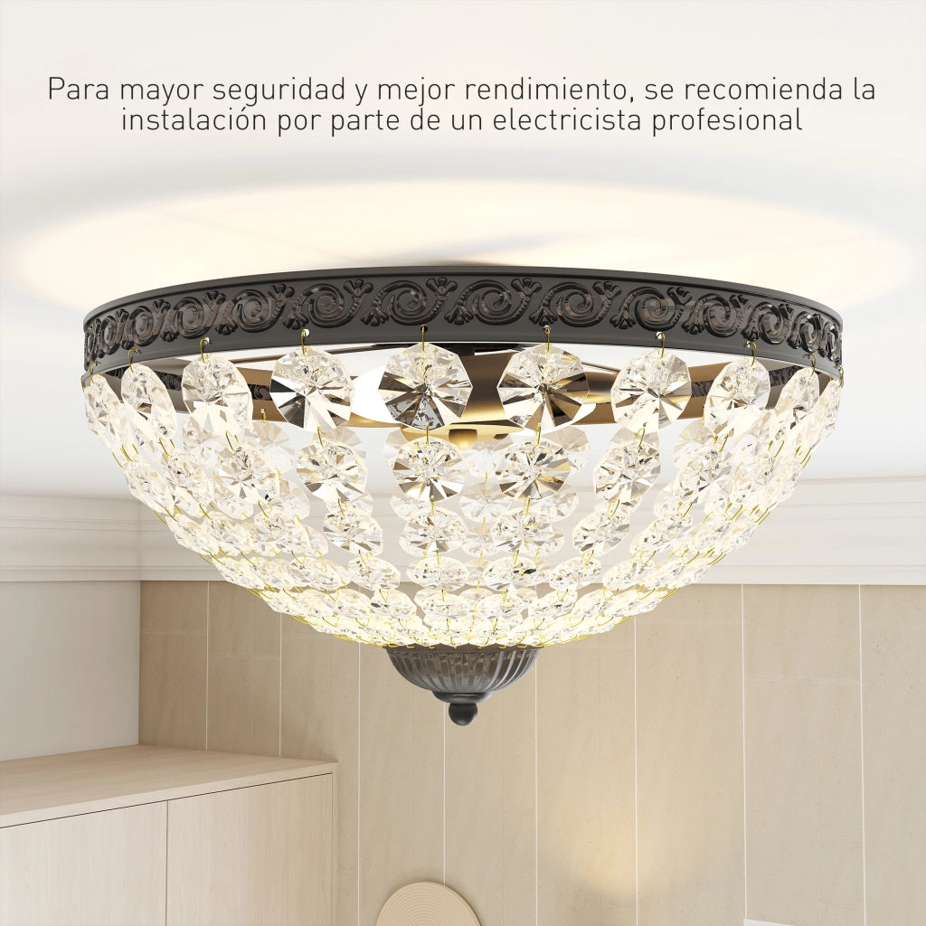 Lampadario in Cristallo Vintage ¨C Xylo ¨C 2 Attacchi E14, 168 Perline di Cristallo, Nero