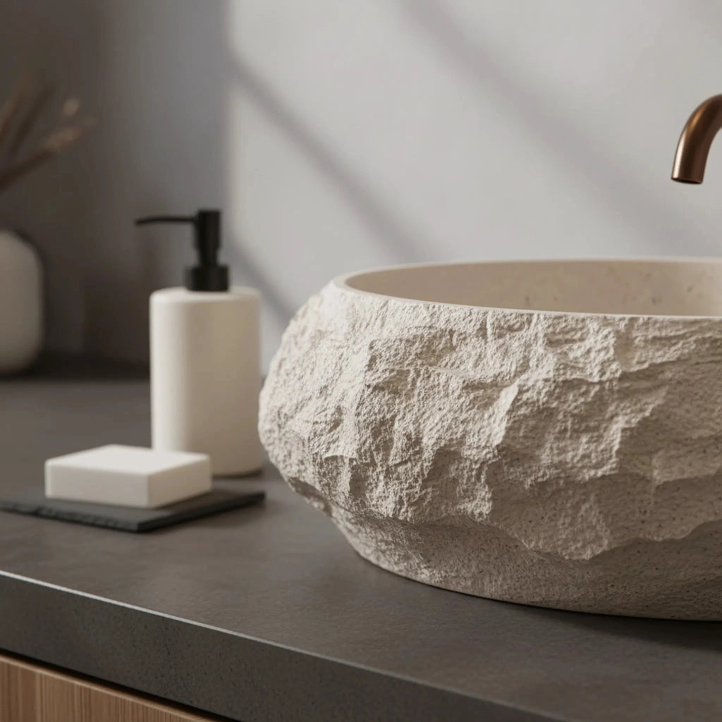 Lavabo Da Appoggio Rea Mika Warm Beige