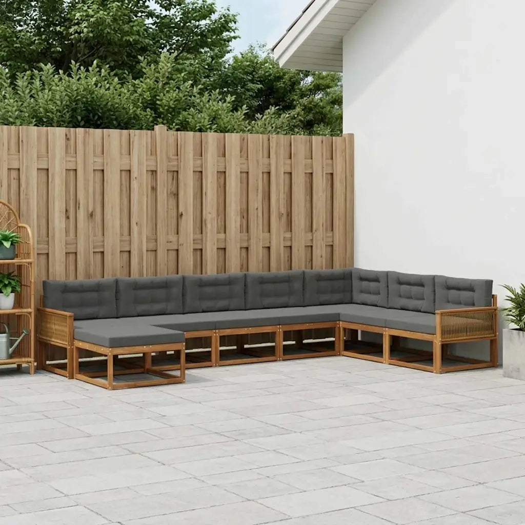 Set di divani da esterno con cuscino 8 pcs Naturale e Antracite