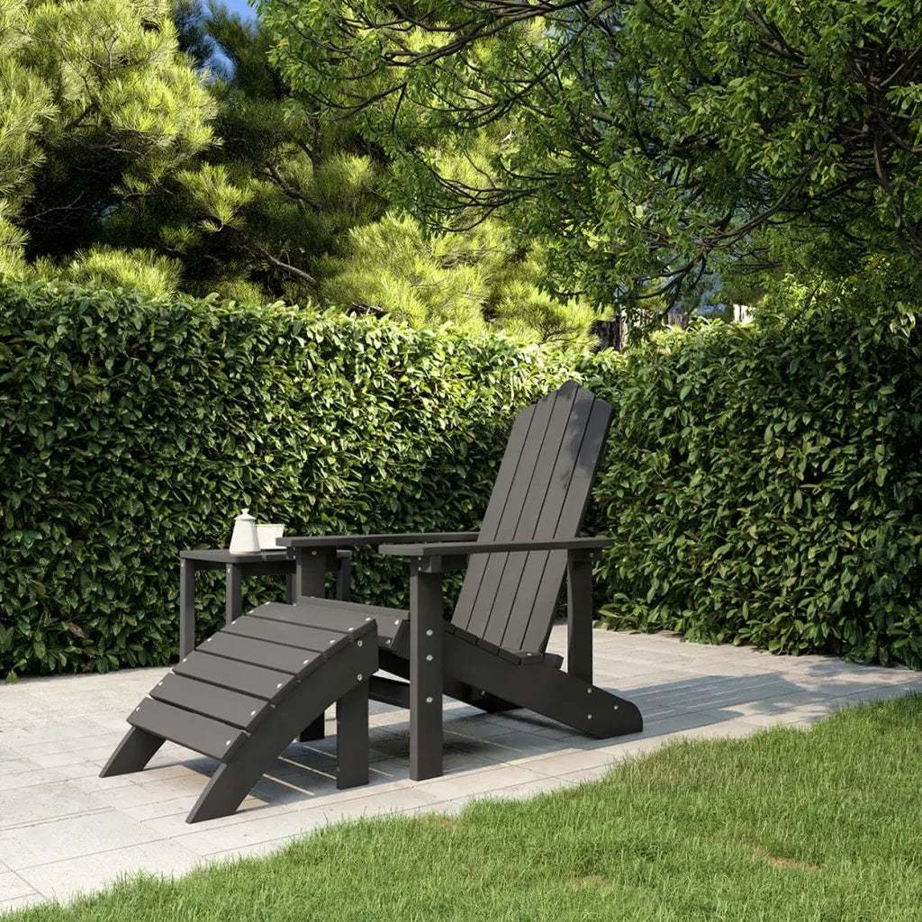 Sedia da Giardino | Sedie da Esterno Adirondack con Poggiapiedi Antracite in HDPE