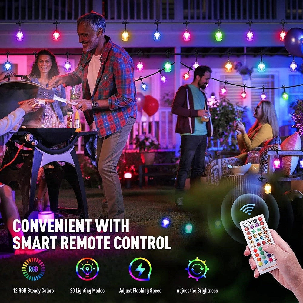 Trade Shop - Luci Per Esterni A Led Rgb 14 Lampadine Dimmerabili Sincronizzate Impermeabili -