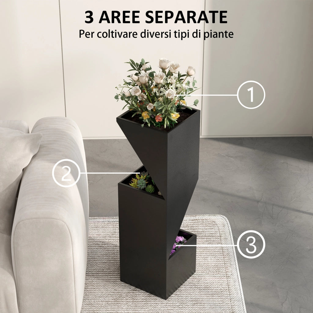 Fioriera da Esterno ¨C zephmum ¨C Metallo Nero 30x30x100 cm