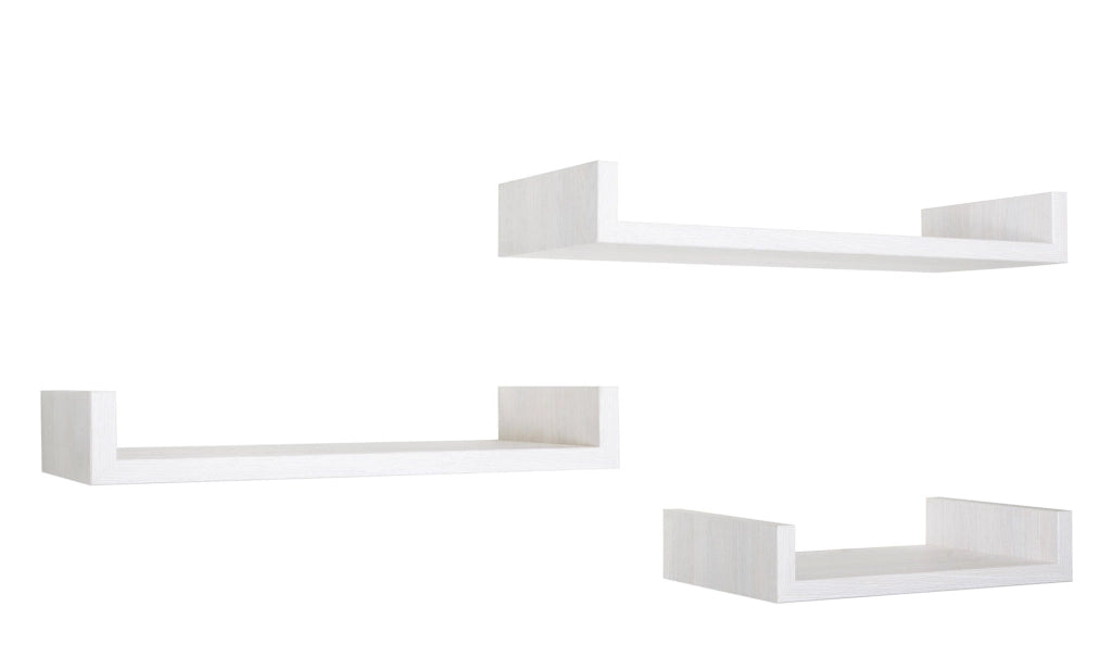Set 3 Mensole da Parete 60-50-40x23,7x8 cm in Fibra di Legno Calamita Maxi  Rovere Sbiancato