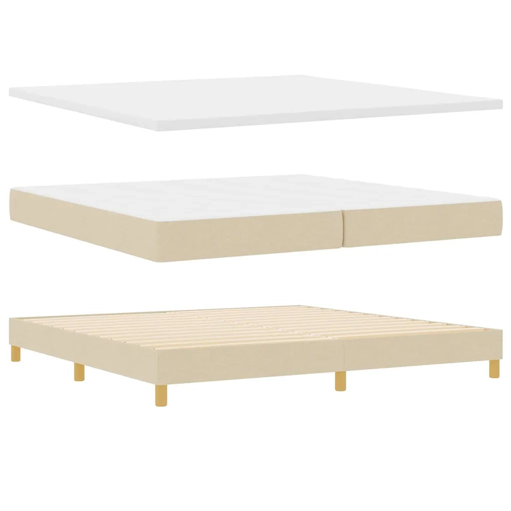 Letto a Sorgente LED con materasso Crema 200 x 200 cm Tessuto
