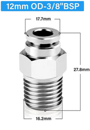 Pompe pneumatiche a sfere 8mm OD x 1/8" BSP - 2 pezzi - Acciaio inossidabile - Flessibili a pressione - Raggio di pressione 0-2 MPa - Temperatura di lavoro -20°C a 200°C - Fitting