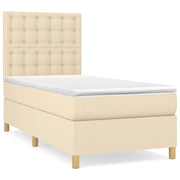 Letto singolo | Letto per adulti | Giroletto a Molle con Materasso Crema 80x200 cm inTessuto