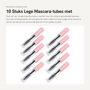 Tubo di mascara da 10 pezzi - Vuoto 5 ml - Contenitore di cosmetici portatile - Translucido - Pezzi di applicazione in gomma - Beccuccio per olio per crescita delle ciglia - Contenitore di cosmetici