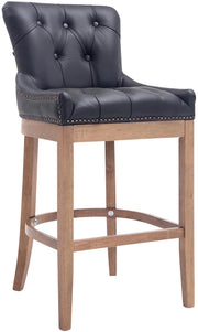 Sgabello Lakewood vera pelle antico-chiaro nero