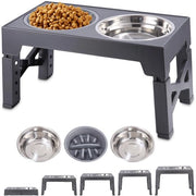 Ciotola per Cani Elevata, Elevata Ciotola per Cani, Altezza Regolabile con Slow Feeder, 2 Ciotole in Acciaio Inox, 5 Stadi di Altezza Regolabile per Ciotole per Cani di Grande, Media e Piccola Taglia e Animali Domestici