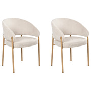 Set di 2 sedie da pranzo Rivestimento in tessuto beige chiaro Gambe in metallo curve Base Sala da pranzo