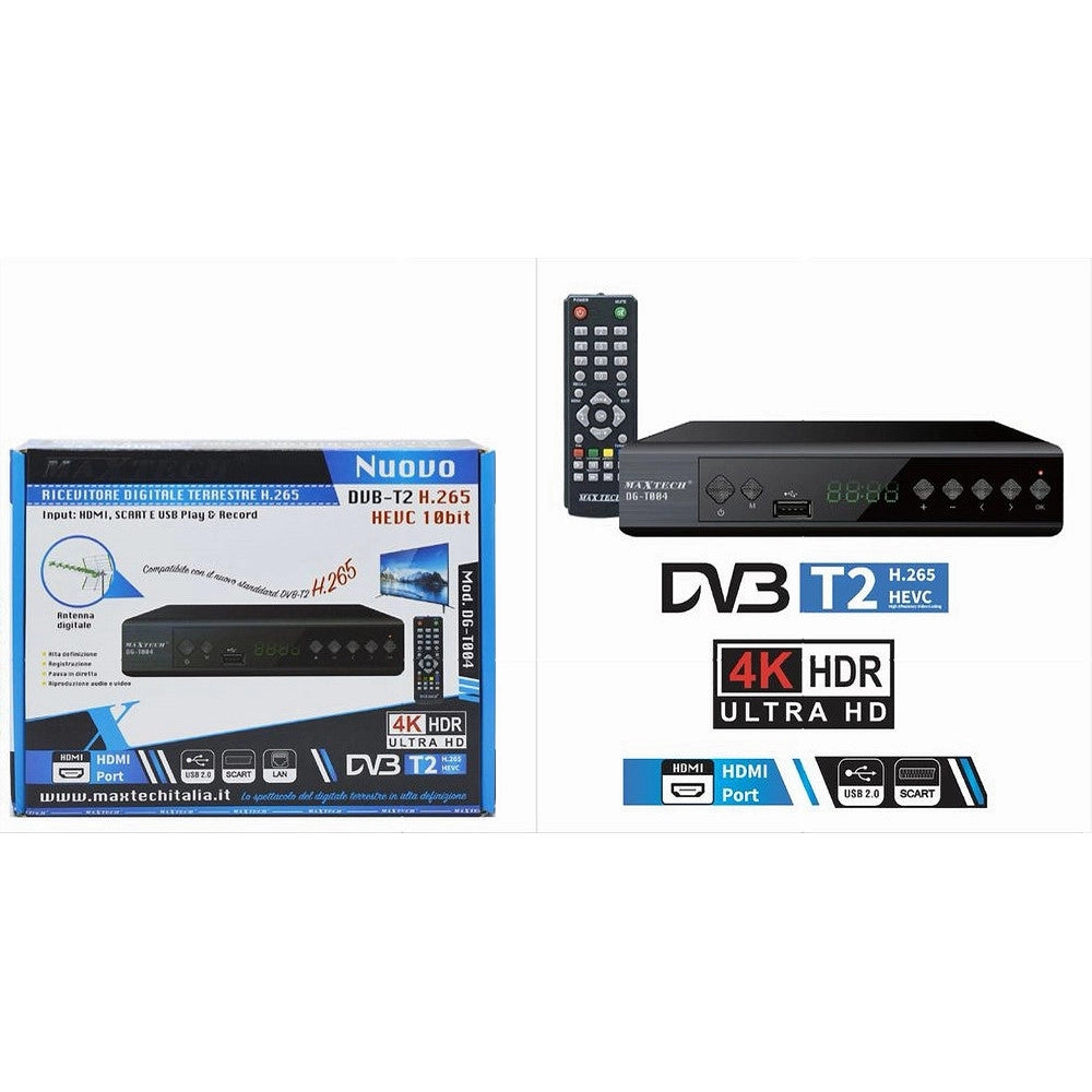 Trade Shop - Ricevitore Digitale Terrestre H.265 Dvb-t2 Hevc 10bit Lan Scart Hdmi Usb Dg-t004 -