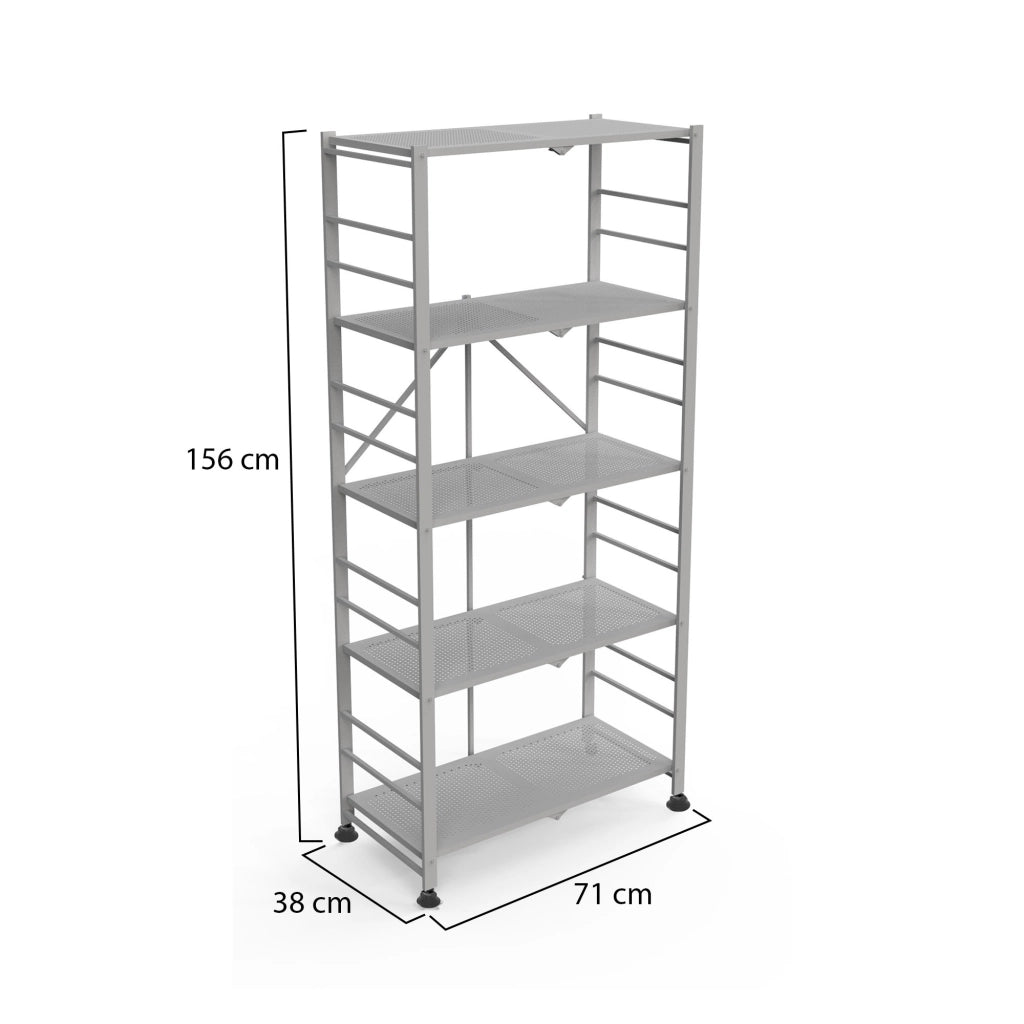 Minori, Scaffali 5 Ripiani, 71x38x156h cm Grigio
