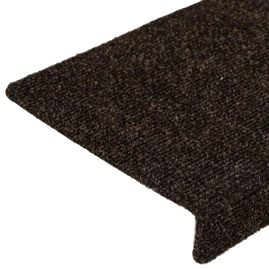 Tappetini per scale autoadesivi 15 pz 65x21x4 cm marrone scuro bordo rettangolare 326187