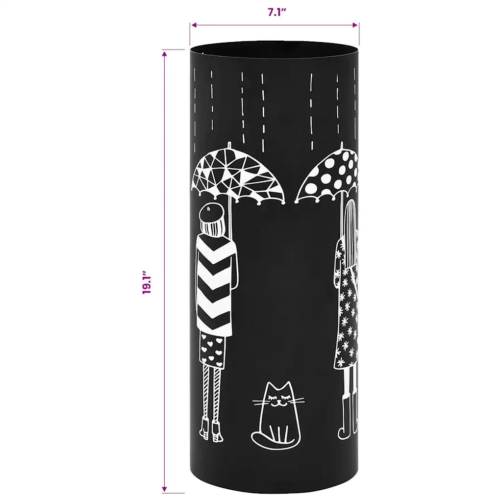Porta Ombrelli con Disegni di Ragazze in Acciaio Nero 246800