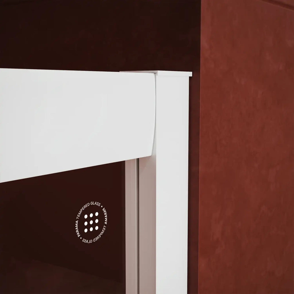 Box Doccia a Nicchia 120 cm Apertura Scorrevole. Vetro Temperato 4MM Trasparente. Maniglia in ABS e Profili in Alluminio Bianco | Maiorca