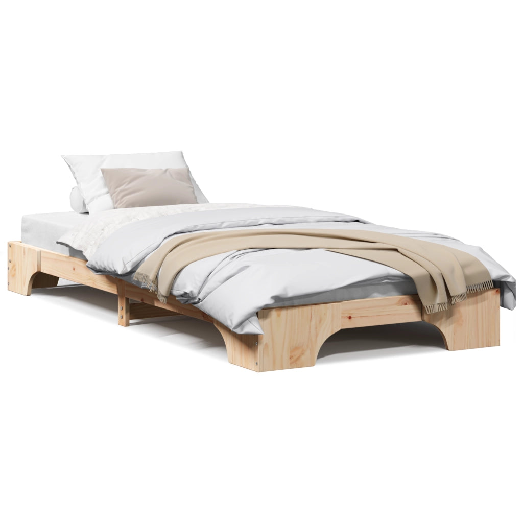 Rete Letto Naturale Legno di Pino Massello 75 x 190 cm Semplice