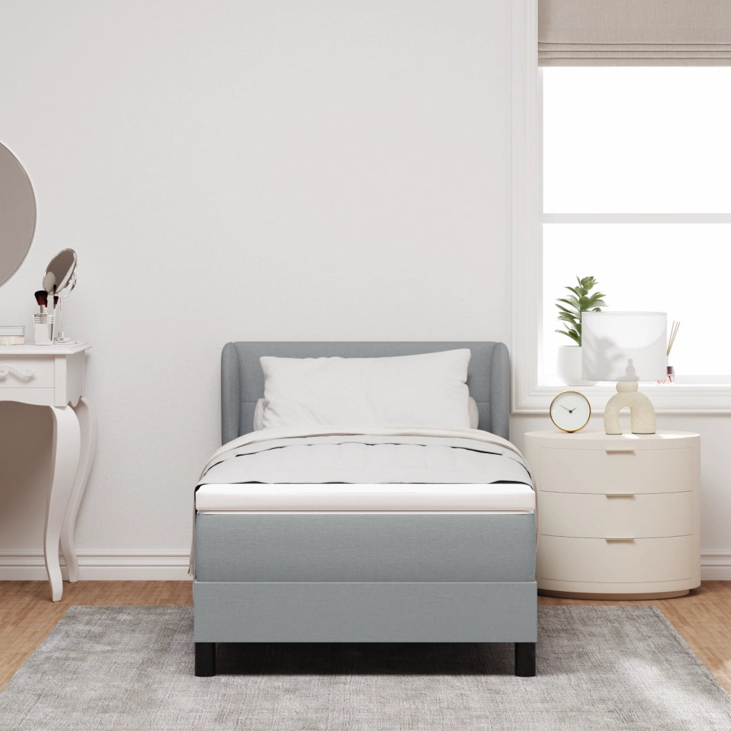 Letto con Box Spring e Materasso  Grigio Chiaro 100x200 cm Tessuto
