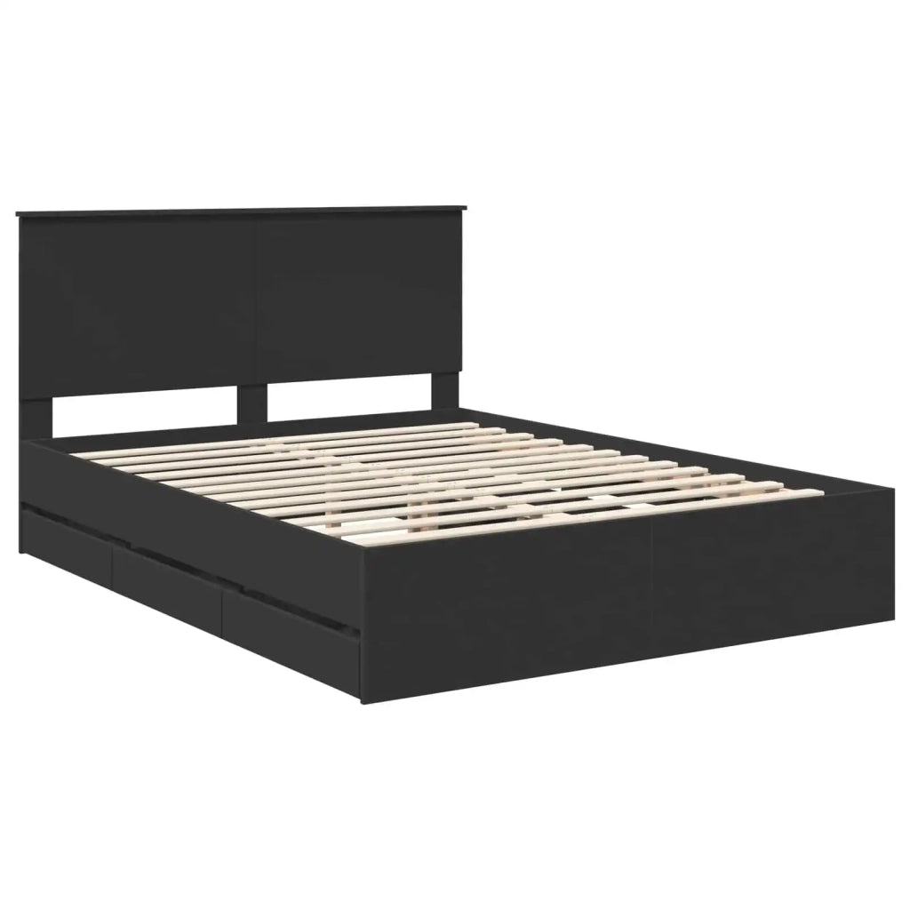 Struttura del letto-Giroletto Nero 150 x 200 cm Legno Ingegnerizzato 813231