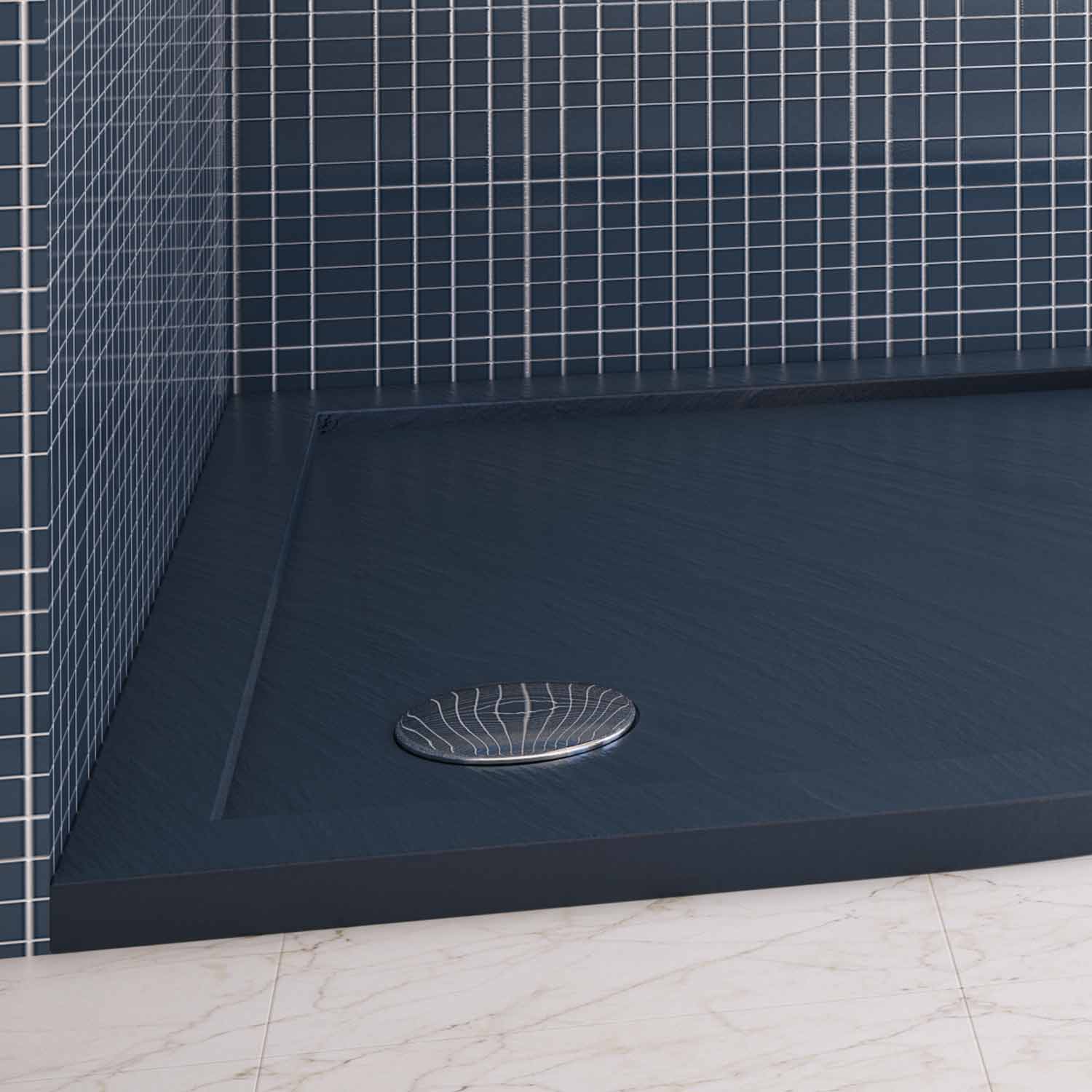 Piatto Doccia Semicircolare in Acrilico Fosterberg Floret 4 Antracite 80x80 cm