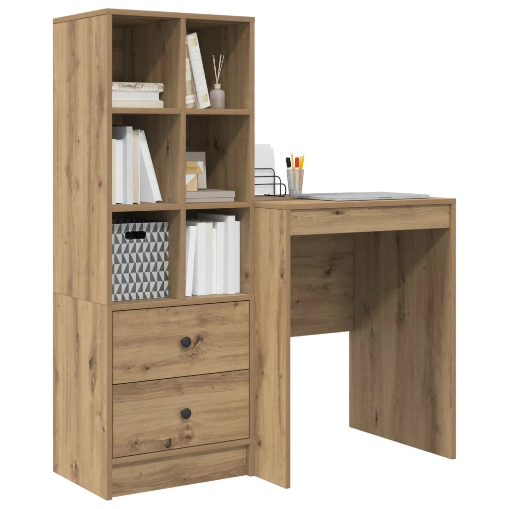 Scrivania con cassetto con lo scaffale 2 pcs Rovere artigianale 3337344