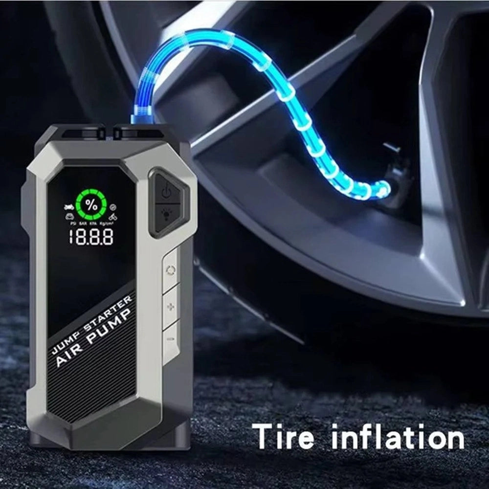 Trade Shop - Avviatore Di Emergenza Per Auto Portatile Con Compressore D'aria Torcia Power Bank 4in1 -
