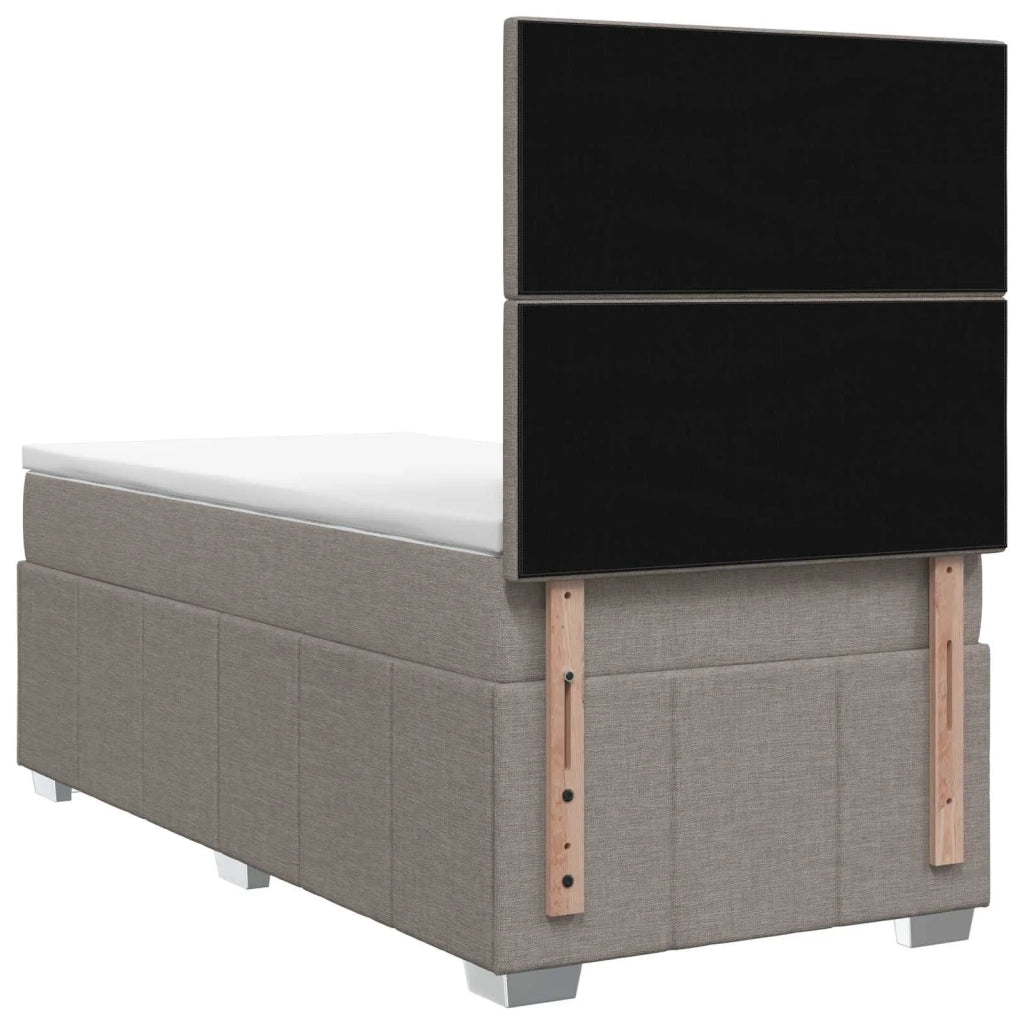Letto Box Spring LED con Materasso Tortora 100 x 200 cm Tessuto 3455539